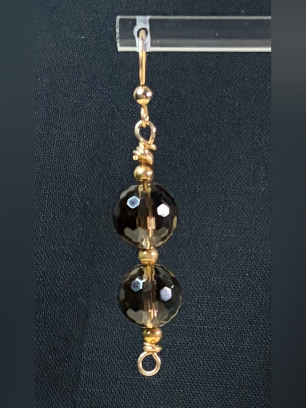 14K GF Smokey Quartz Artisan Hand Crafted Dangle Earrings - Picture 3 of 7